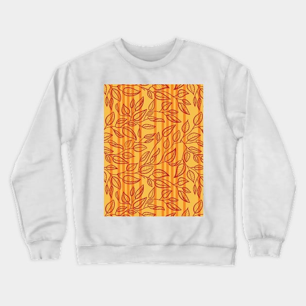 Minimalist Leaf Line Art Illustration as a Seamless Surface Pattern Design Crewneck Sweatshirt by zarya_kiqo